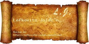 Lefkovits Jolán névjegykártya